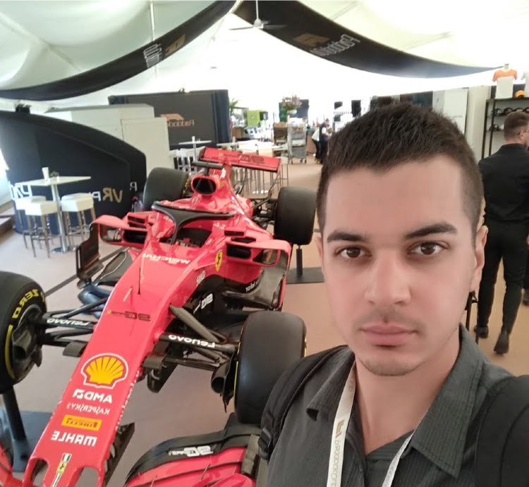 Benjamin Bader and Ferrari car